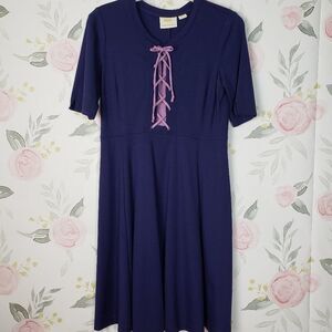 Anthropologie Maeve Blue Casual Comfy Crew Neck Dress womens S Small